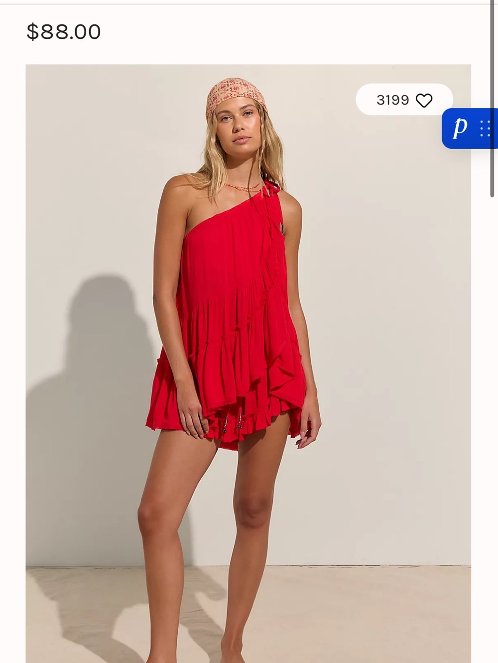 One-Shoulder Red Ruffle set worn 1x